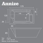 Bathtub Minipool VR ANNIZE Marble Ukuran 179 x 120 x 48 4
