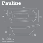 Bathtub Standing VR PAULINE Marble Ukuran 151 x 73 x 58 5