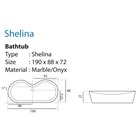Bathtub Standing VR SHELINA Marble Ukuran 190 x 88 x 72 3
