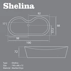 Bathtub Standing VR SHELINA Marble Ukuran 190 x 88 x 72 7
