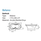 Bathtub Long VR BELANO Marble Ukuran 175 x 84 x 57 4