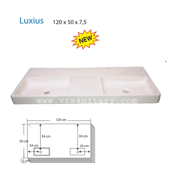 Wastafel VR LUXIUS Marble Ukuran 120 x 50 x 7.5