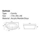  Bathtub Long VR CAMILY Marble Ukuran 170 x 94 x 54 2