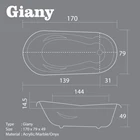 Bathtub Long VR GIANY Marble Ukuran 170 x 79 x 49 2