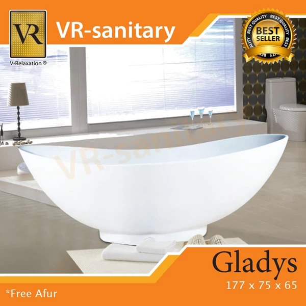 Bathtub Standing VR GLADYS Marble Ukuran 177 x 75 x 65