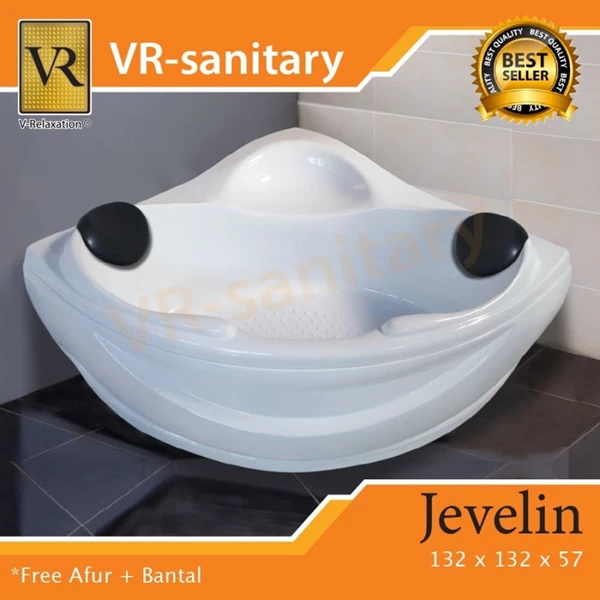 Bathtub Sudut Corner VR JEVELIN Marble Ukuran 132 x 132 x 57